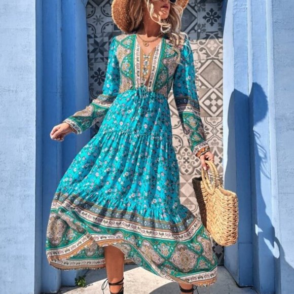 Floral Print Ruffle Hem Dress - Picture 6 of 6